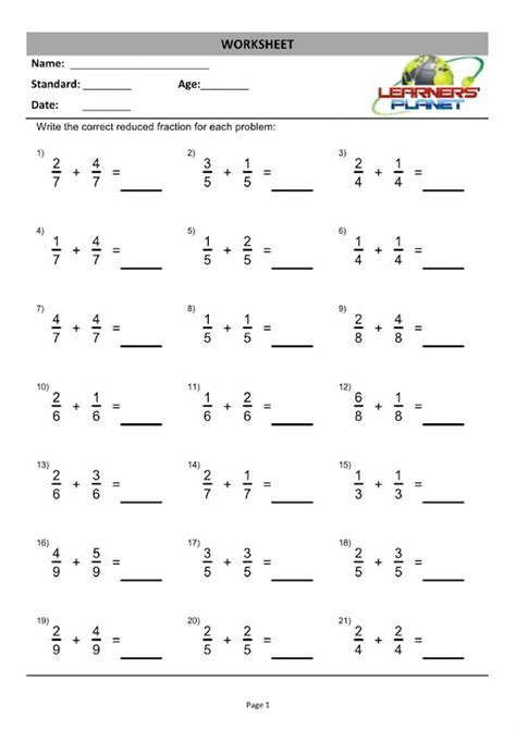 Grade 7 Fractions Math Practice Questions Tests Grade 7 Fractions Worksheet - Grade 7 Fractions Worksheet