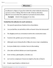 Grade 7 Language Arts Worksheets Allusion Worksheet Middle School - Allusion Worksheet Middle School
