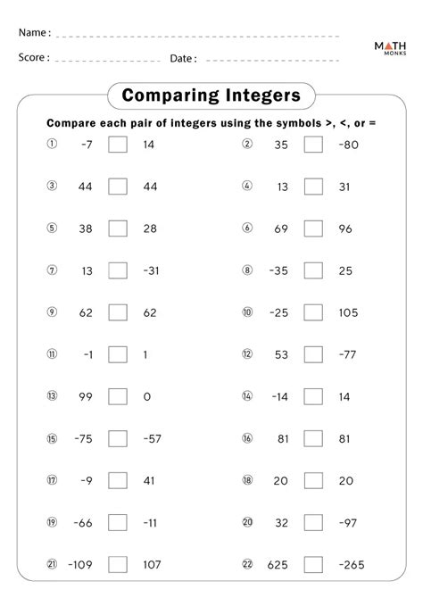 Grade 7 Math Integers Worksheets   7th Grade Math Worksheets - Grade 7 Math Integers Worksheets