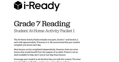 Grade 7 Reading Iready At Home Activity Packets Iready Book 7th Grade Answers - Iready Book 7th Grade Answers