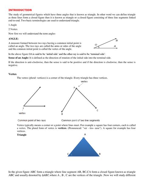 Grade 7 Triangle Amp Its Properties Triangle Parts Triangle Properties Worksheet - Triangle Properties Worksheet