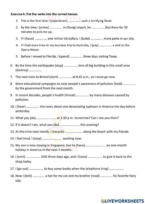 Grade 8 Tenses Interactive Worksheet Live Worksheets Verb Tense Worksheet 8th Grade - Verb Tense Worksheet 8th Grade