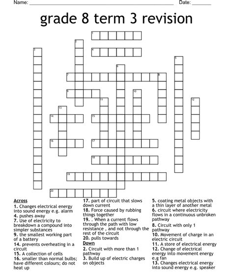 Grade 8 Term 3 Revision Crossword Wordmint Big Part Of A Grade Crossword - Big Part Of A Grade Crossword