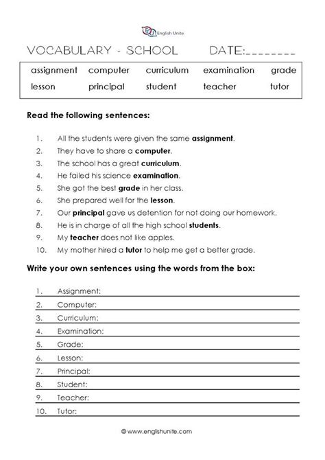 Grade 8 Vocabulary Worksheets   8th Grade Worksheets Math List 1 Middle School - Grade 8 Vocabulary Worksheets