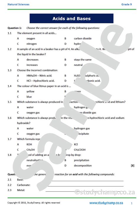 Grade 9 Physical Science Test Answers