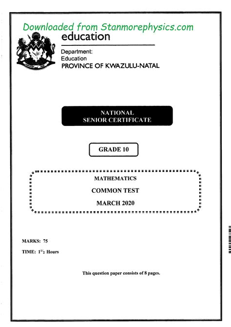 Download Grade 10 Maths Past Papers 