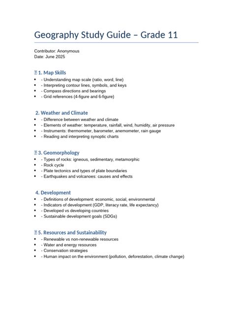 Read Online Grade 11 Geography Study Guide Bing Pdfsdirnn Com 