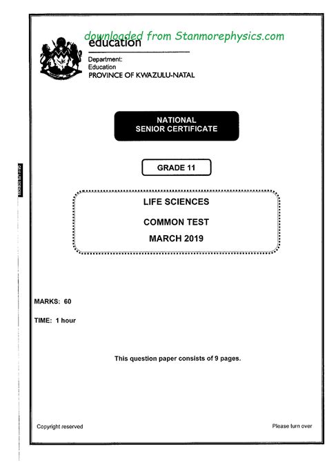 Read Grade 11 Life Sciences Exam Paper For March 2014 