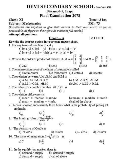 Read Grade 11 Mathematics Final Question Paper 2013 