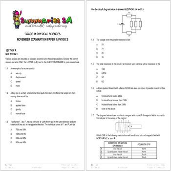 Read Online Grade 11 Physical Science Paper 1 Memoeandum 