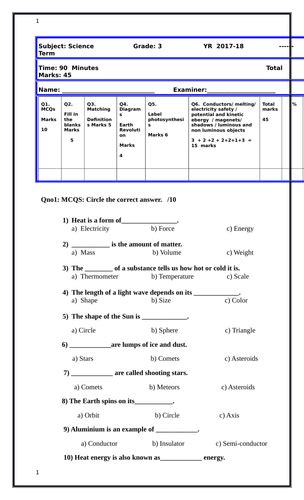 Full Download Grade 3 Science Test Papers 