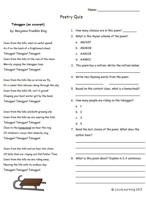 Download Grade 4 Poems With Questions 