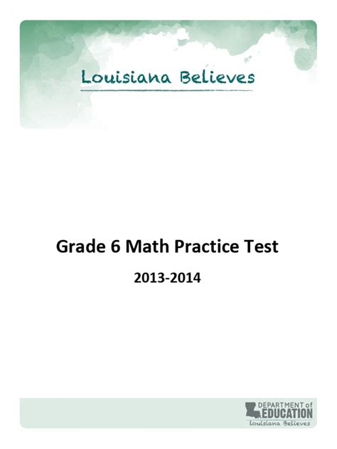 Download Grade 6 Math Practice Test Louisiana Believes 