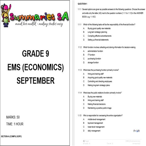 Download Grade 9 Ems Papers 
