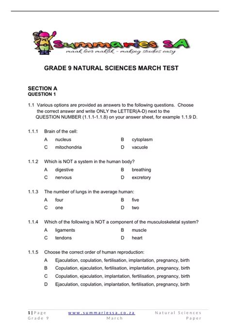 Full Download Grade 9 Natural Science Answers Paper 2014 