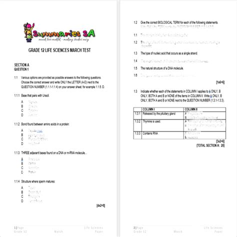 Read Grade12 Question Paper And Memorandum Of Life Science For March 2014 