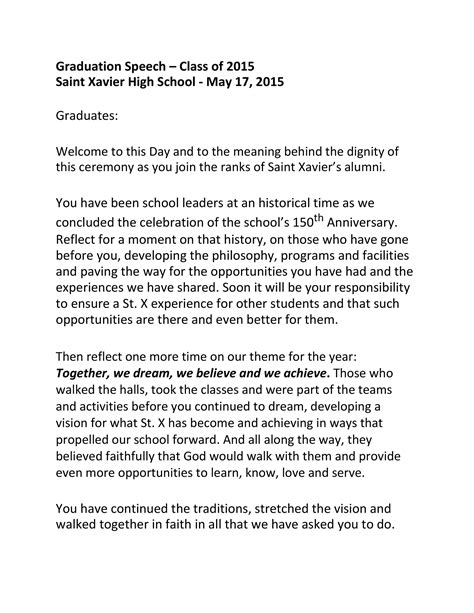 Graduation Speaker Speech Sample