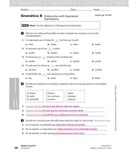 Gramatica C Answer Key