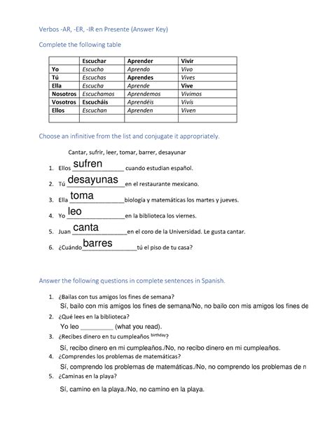 Download Gramatica A The Verb Ir Answer Key 