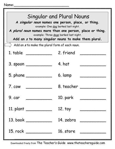 Grammar 2nd Grade Grammar Nouns Singular And Plural Singular And Plural Nouns 2nd Grade - Singular And Plural Nouns 2nd Grade