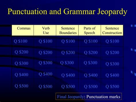 Grammar And Punctuation Jeopardy Factile Grammar Jeopardy 2nd Grade - Grammar Jeopardy 2nd Grade