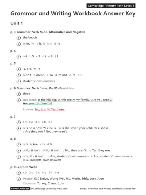 Grammar For Writing Workbook Answer Key Grade 7