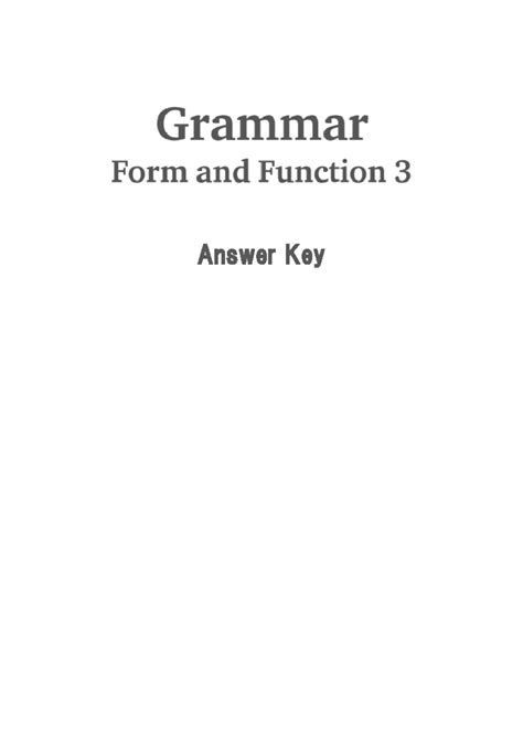 Grammar Form And Function 3 Answer Key