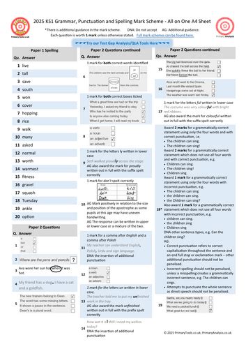 Grammar Sample Test Mark Scheme Gov