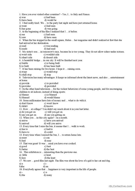 Grammar Test For The 7th Grade Isl Collective Verb Tenses 7th Grade Worksheet - Verb Tenses 7th Grade Worksheet