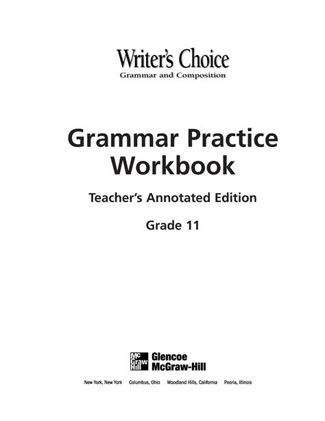 Read Grammar And Language Workbook Grade 11 Answers 