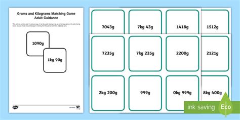 Grams And Kilograms Matching Cards Teacher Made Twinkl Grams And Kilograms Activity - Grams And Kilograms Activity