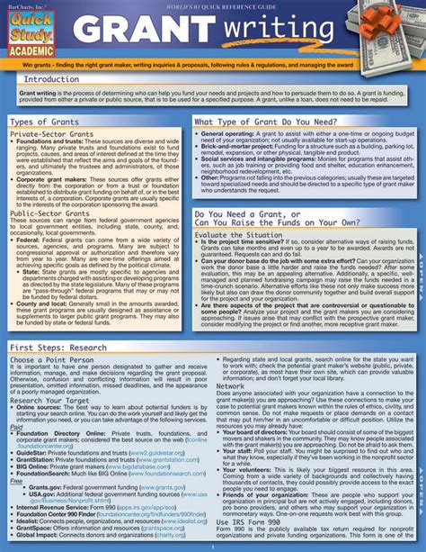 Grant Writing Quick Study Academic