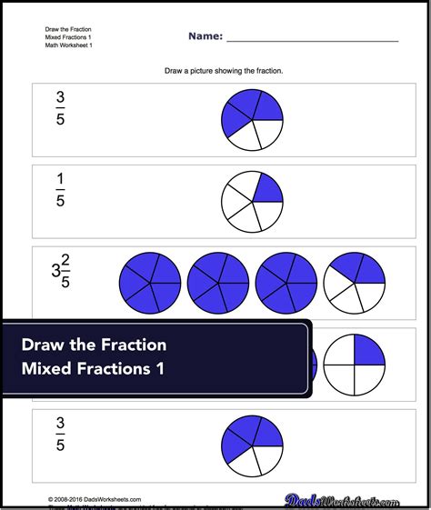 Graphic Fractions Dadsworksheets Com Drawing Fractions - Drawing Fractions