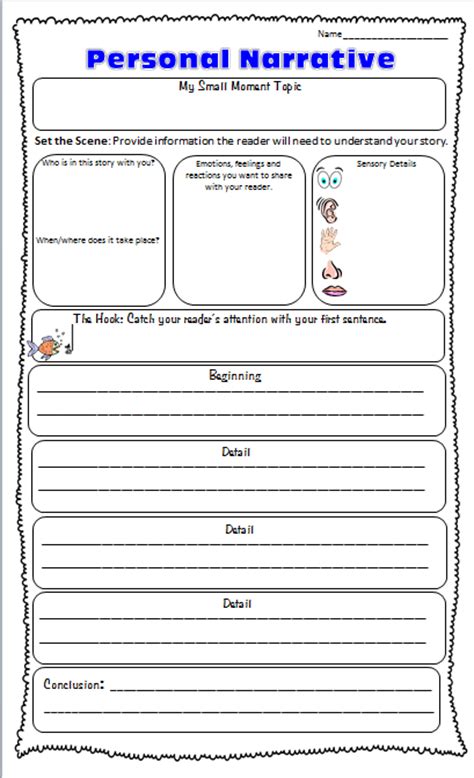 Graphic Organizer 4th Grade   Personal Narrative Writing Worksheets K5 Learning - Graphic Organizer 4th Grade