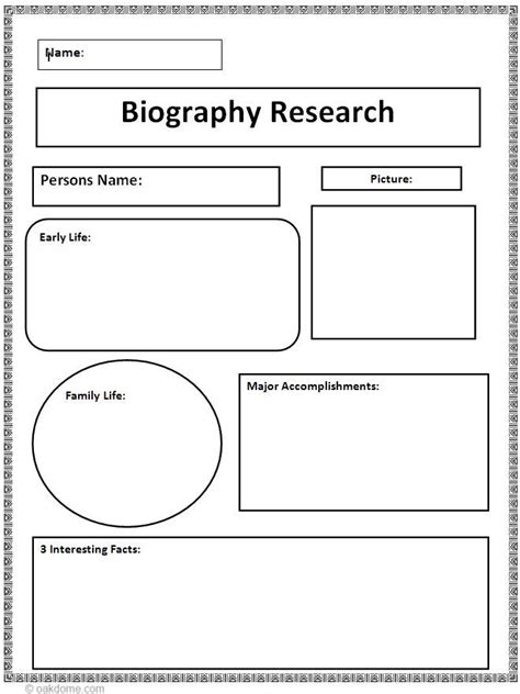 Graphic Organizer Biography Research Worksheet Education Com Biography Graphic Organizer 3rd Grade - Biography Graphic Organizer 3rd Grade
