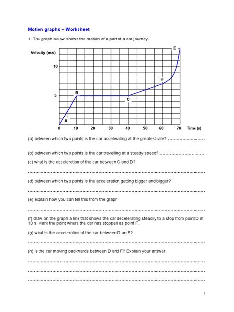 Graphical Analysis Of Motion Worksheet Answers