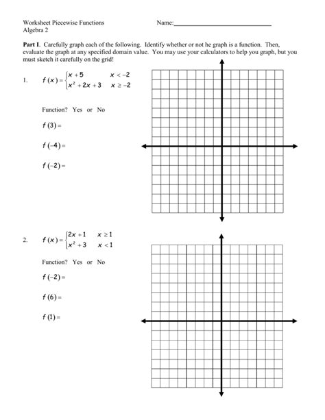 Graphing Piecewise Functions Worksheet With Answers