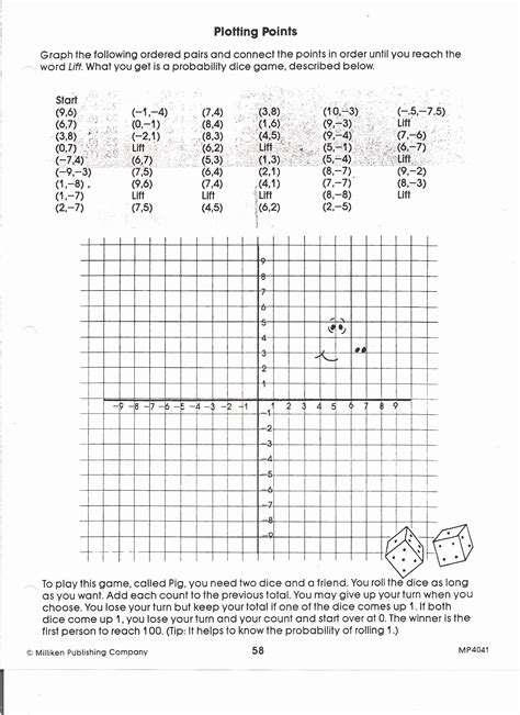 Graphing Points Worksheet Together With Printable Fun Coordinate Drawing Worksheet - Coordinate Drawing Worksheet