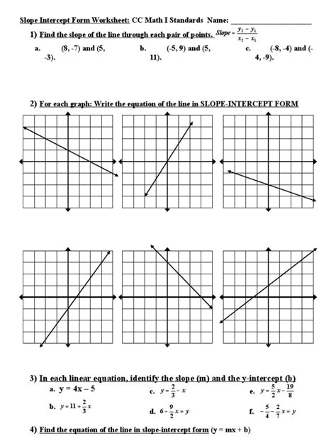 Graphing Slope Intercept Form Worksheet Standard Form Graphing Worksheet - Standard Form Graphing Worksheet