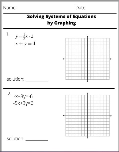 Graphing Systems Of Equations Worksheet