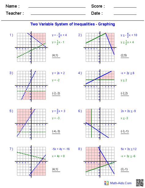 Graphing Systems Of Inequalities Worksheets Solving  Graphing Inequalities Worksheet Answers - Solving  Graphing Inequalities Worksheet Answers
