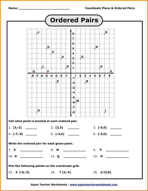 Graphing Worksheets Plotting Ordered Pairs Worksheet - Plotting Ordered Pairs Worksheet