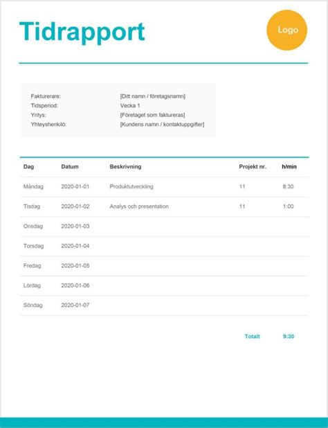 gratis mall tidrapport mall