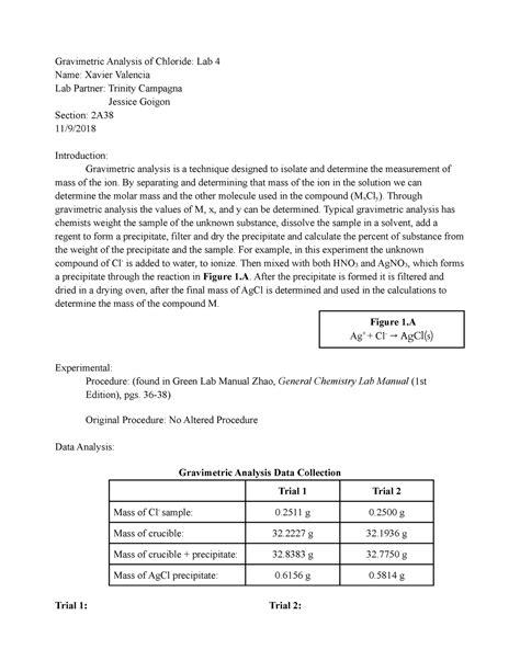 Full Download Gravimetric Analysis Of Chloride Salt Lab Report Eusmap 