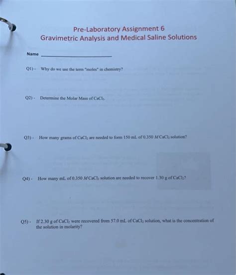 Download Gravimetric Analysis Prelab Answers 