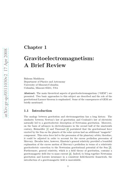 Read Gravitoelectromagnetism A Brief Review 