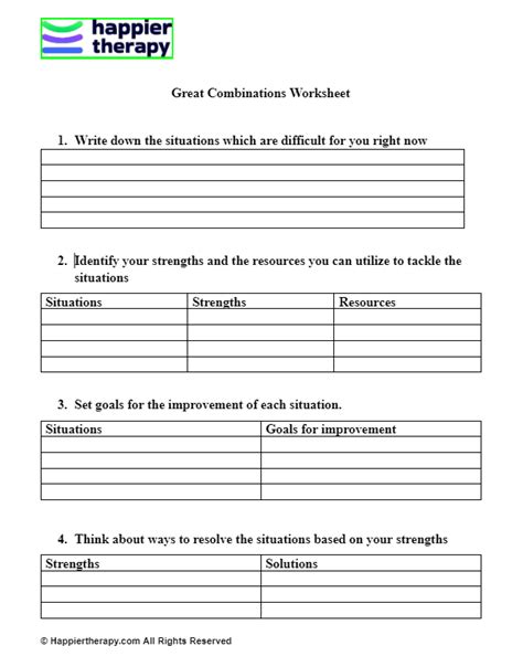 Great Combinations Worksheet Happiertherapy Great Combinations Worksheet Answer Key - Great Combinations Worksheet Answer Key