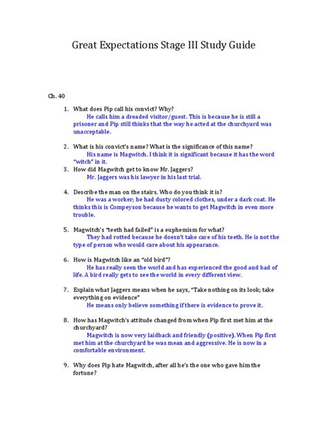 great expectations study guide