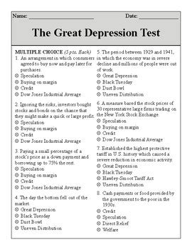 Read Online Great Depression Test Questions And Answers 