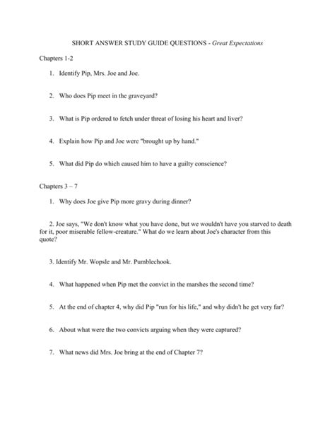 Read Online Great Expectations Study Guide Questions And Answers 